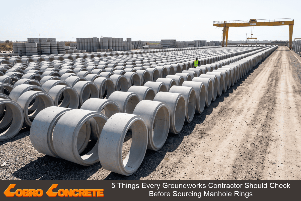Precast concrete manhole rings for groundworks and civil construction projects